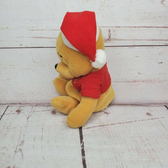 Christmas Winnie the Pooh 8" Plush Toy with Santa Hat – Holiday Bean Bag Collect - Picture 4 of 8